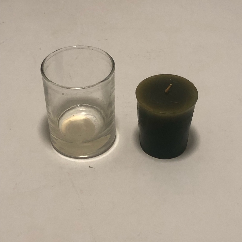 Green Candle with Glass Decorative Holder